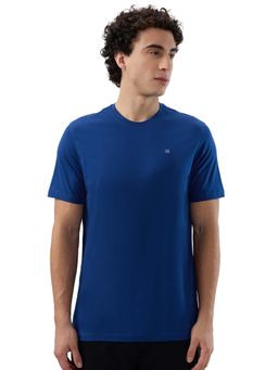 Raymond - Men Regular Fit Solid Dark Blue T-Shirt
