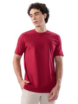 Raymond - Men Regular Fit Solid Red T-Shirt