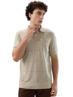Parx - Men Regular Fit Printed Light Beige Polo T-Shirt