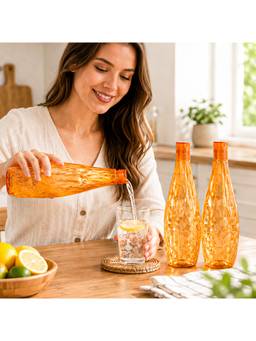Voncasa - Orange Plastic Water Bottle Set of 3 - 1000ml Each