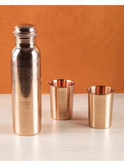 Voncasa - Copper Water Bottle 1000ml with 2 Tumblers
