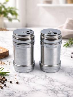 Voncasa - Stainless Steel Salt & Pepper Set of 2 - Silver Condiment Jars