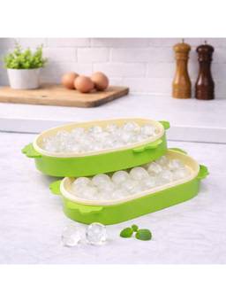 Voncasa - Green Oval Plastic Ice Tray with Lid - Set of 2