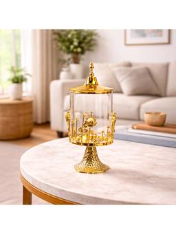 Voncasa - Golden Iron Candy Bowl - Cylindrical Scallop Design with Glossy Finish