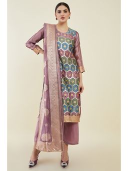 Soch - Multicolour Organza Unstitched Dress Material With Woven Zari And Geometric Patterns - 3 Meter Kurta Fabric