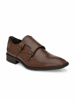 CARLO ROMANO - Crust Leather Brown Formal Monk Strap Shoes