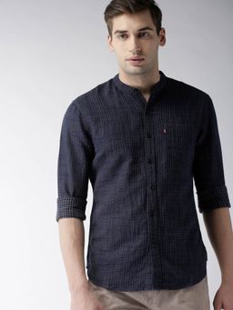 Levi's - Men Navy Blue White Slim Fit Casual Shirt
