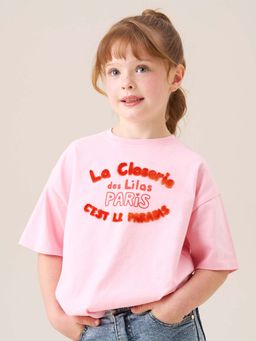 ANGEL & ROCKET - Pink Lili Flocked T-shirt