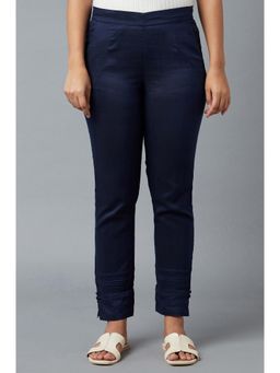Elleven - Blue Yarn-Dyed Solid Trousers