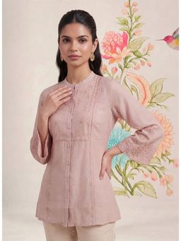 Lakshita - Women Baby Pink Monochrome Embroidered Tunic