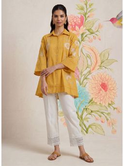 Lakshita - Women Mustard Embroidered A-Line Tunic