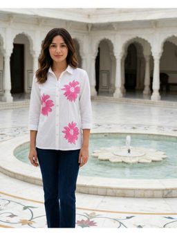 Missprint - Off White Floral Hand Block Cotton Tunic