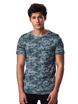The Souled Store - Men Solids Step Hem T-shirt Grey Camo Multi T-shirts