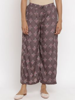 Folksong - Dark Taupe Printed Parallel Pants