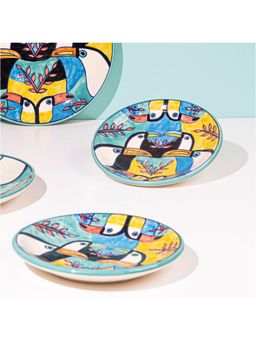Amalfiee Ceramics - Handmade 7 Exclusive Tropical Bay Handpainted Salad Plates Set Of 2 Pcs