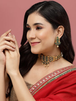 PANASH - Gold Plated Stones Studded Jewellery Set