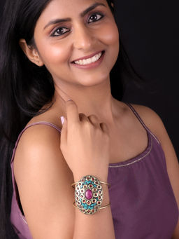 PANASH - Artificial Stones Gold Plated Cuff