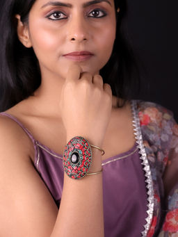 PANASH - Artificial Stones Gold Plated Cuff