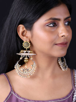 PANASH - Gold-Plated Beads Beaded Crescent Shaped Chandbalis