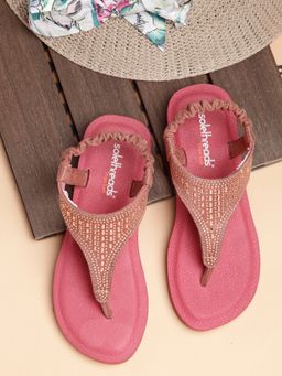 SOLETHREADS - Yoga Sandal Pink Solid Women Sandals