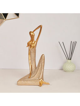 HomeTown - Miraya Polyresin Yoga Lady Figurine In Gold