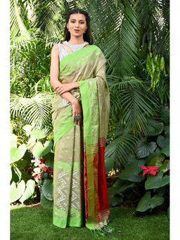 Beatitude - Multi-Color Handwoven Cotton Silk Saree with Unstitched Blouse