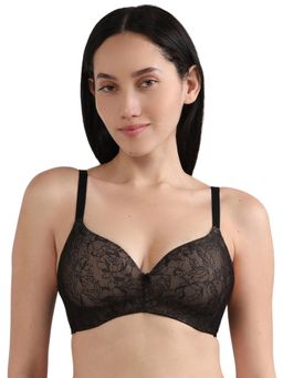 Wacoal - Womens Basics Zoe Lace Padded 3/4Th Cup Comfort Fit T-Shirt Bra - Black