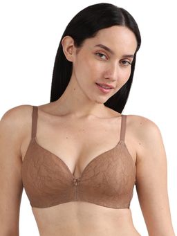 Wacoal - Womens Basics Zoe Lace Padded 3/4Th Cup Comfort Fit T-Shirt Bra - Brown