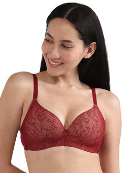 Wacoal - Women’S Basics Zoe Lace Padded 3/4Th Cup Comfort Fit T-Shirt Bra-Red