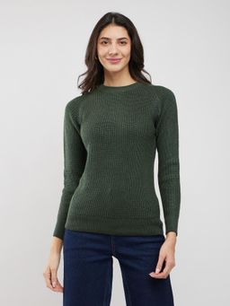 FableStreet - Olive Solid Sweater