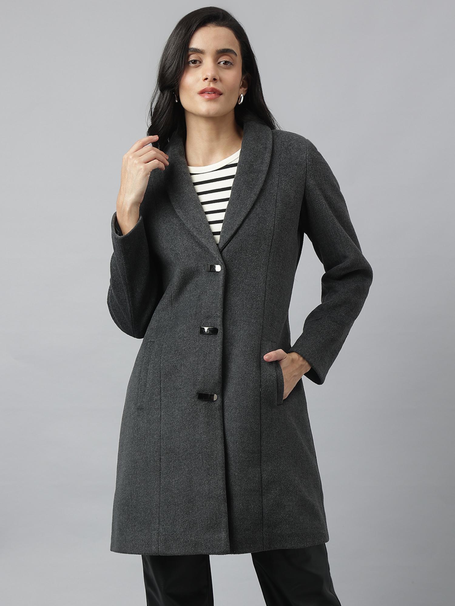 latin quarters Grey Solid Overcoat-picture-25