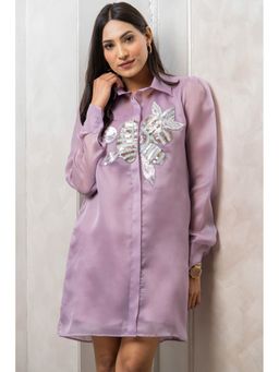 Label Swish - Mauve Organza Daffodil Shirt Dress (Set of 2)
