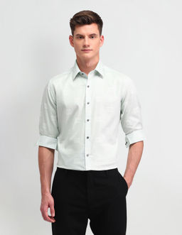 Arrow Newyork - Printed Green Full Sleeves Collar Neck Shirt