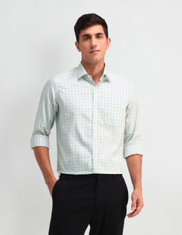 Arrow - Checks Green Full Sleeves Collar Neck Shirt