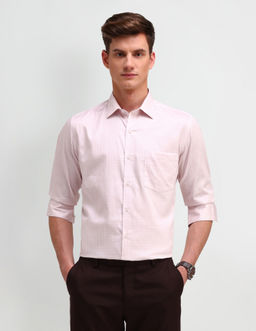 Arrow - Printed Pink Full Sleeves Collar Neck Regular Fit Shirt