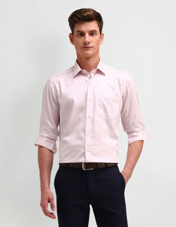 Arrow - Printed Pink Full Sleeves Collar Neck Slim Fit Shirt