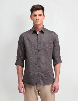 Arrow Sports - Floral Blue Full Sleeves Collar Neck Shirt