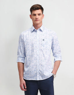 Arrow Sports - Floral White Full Sleeves Collar Neck Shirt