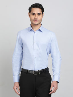JadeBlue - Light Blue Cotton Blend Fabric Solid Formal Shirt