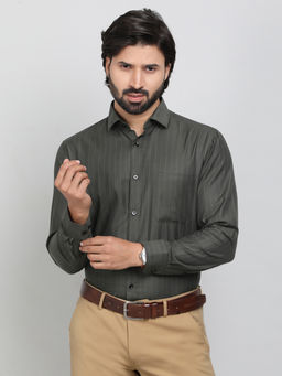 Greenfibre - Green Cotton Blend Fabric Striped Formal Shirt