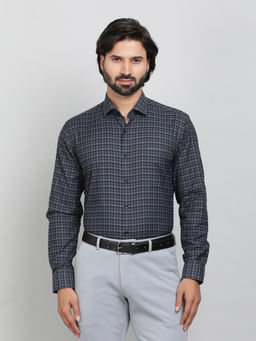 Greenfibre - Blue 100% Cotton Fabric Checks Formal Shirt
