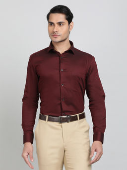 Greenfibre - Maroon Blended Fabric Checked Formal Shirt