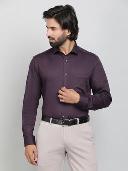 Greenfibre - Purple Blended Fabric Solid Formal Shirt