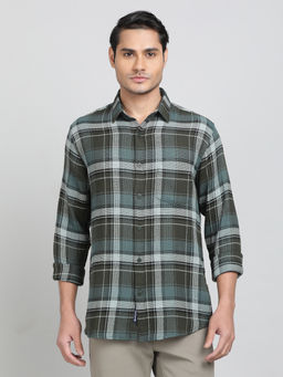 JadeBlue - Green Cotton Blend Fabric Checked Casual Shirt