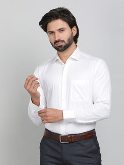 Metal - White 100% Cotton Fabric Printed Formal Shirt