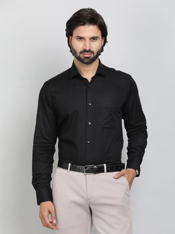 Metal - Black 100% Cotton Fabric Printed Formal Shirt
