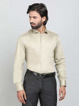 Metal - Green 100% Cotton Fabric Solid Formal Shirt