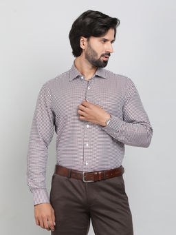 Metal - Maroon 100% Cotton Fabric Printed Formal Shirt