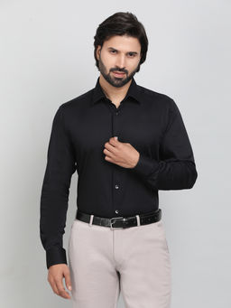 Wyre - Black 100% Cotton Fabric Solid Formal Shirt