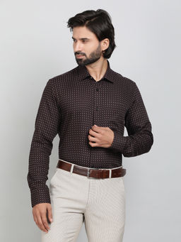 JadeBlue - Maroon 100% Cotton Fabric Checked Formal Shirt